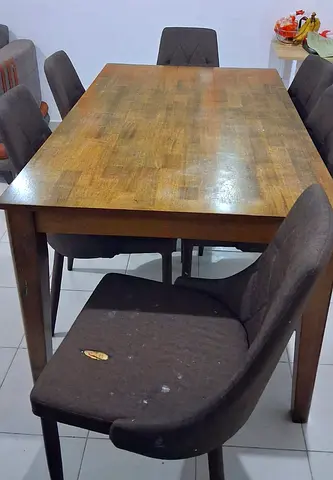 Wooden Dining Table with Sturdy Chairs