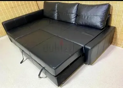 Comfortable Black Leather Sofa Bed for Sale
