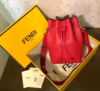 Fendi Small Mon Tresor Bucket Bag In Red Calfskin