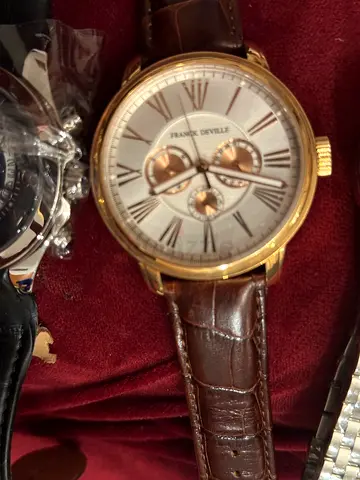 Elegant Mens Watch with Brown Leather Strap (Franck Deville watch)