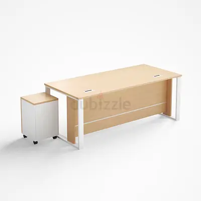 Modern Oak White Manager Table – Office Table with Moveable Drawers