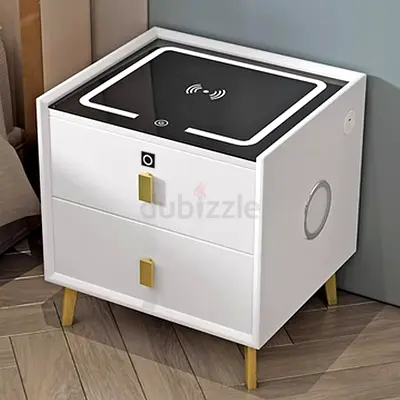 Smart Nightstand with Wireless Charging, Night Stand with Fingerprint Lock