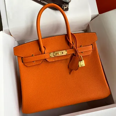 Hermes Birkin 30 Retourne In Orange Clemence Leather