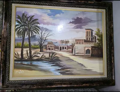 Large decorative wall art with classic village landscape design