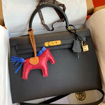 Hermes Kelly Sellier 35 In Black Epsom Calfskin