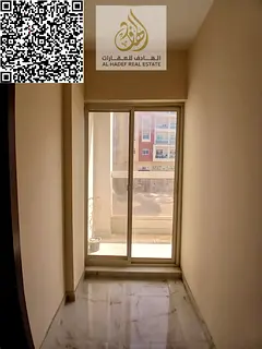 One bedroom, living room, balcony, two bathrooms, and a kitchen.