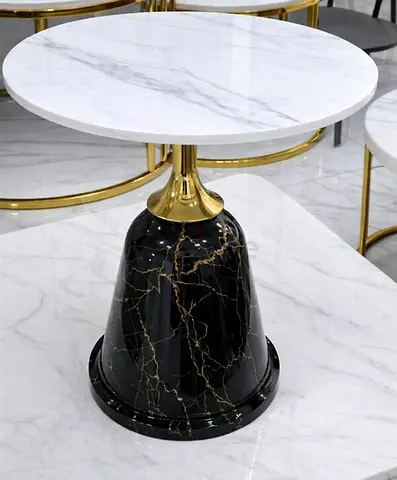 Stylish Marble Top Side Table with Gold Base