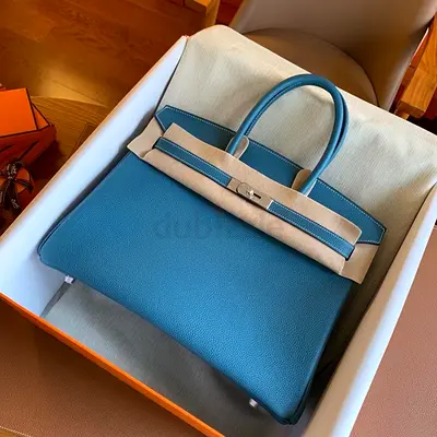 Hermes Birkin 35 Retourne in Blue Jean Clemence Leather