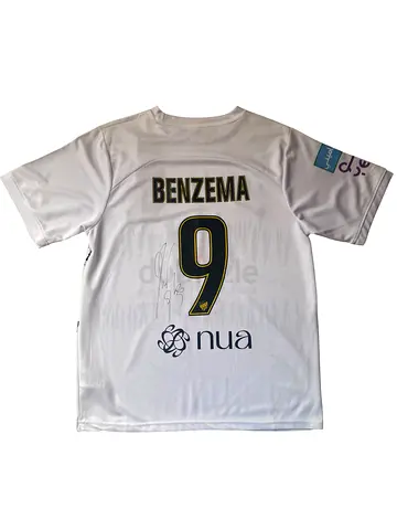 Hand Signed Al-Ittihad 23/24 Jersey - Benzema (Back) + Full Squad Signed (Front).   (Video Proof)