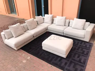 Comfortable ChattelsMore Olta Corner Sofa Beige with footstool