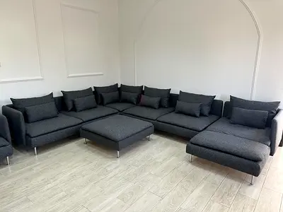 Ikea söderhamn u-shaped sofa with ottoman dark gray