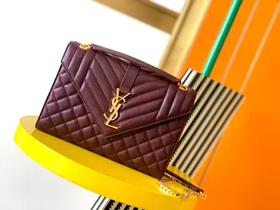 Saint Laurent Envelope Medium Bag In Bordeaux Matelasse Grained Leather