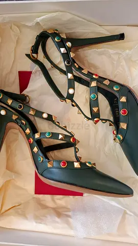 Elegant Green Heels with Decorative Studs
