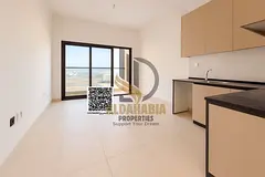 Studio apartment with balcony, first occupancy, includes swimming pool, gym, and two free parking sp