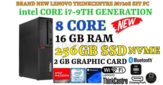i7-9TH GEN BRAND NEW BOX PACK LENOVO THINKCENTER M720S SFF-16GB RAM-256GB NVME SSD-2GB GRAPHIC-WIN11