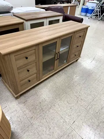 Elegant Wooden Sideboard with Glass Doors