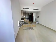 Studio apartment with balcony, first occupancy, includes swimming pool, gym, and two free parking sp
