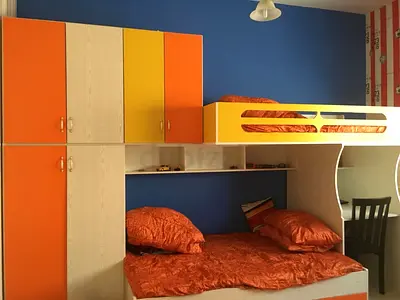 Children’s bunk bed with wardrobe and study table dhs 1000