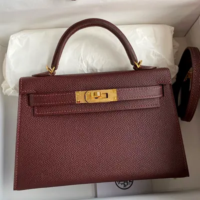 Hermes Kelly Mini II Sellier In Bordeaux Epsom Calfskin