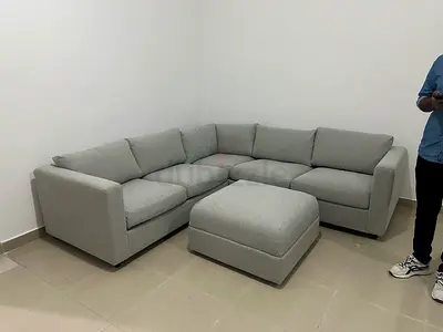 Ikea vimle corner sofa with footstool light grey