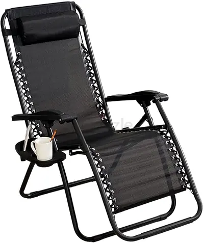 Comfortable Black Reclining Chair with Cup Holder