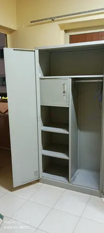 Sturdy Grey Wardrobe with Shelves and Hanging Space
