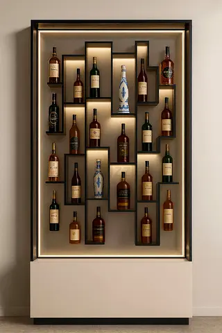 Custom-designed bar shelves