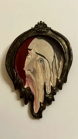 Handmade Ceramic Wall Art – Surreal Hand-Painted Decor (27 cm)