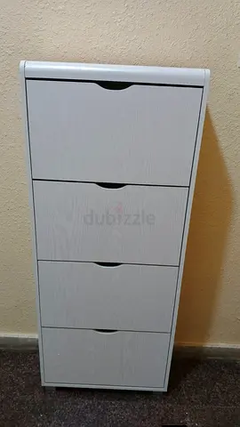 Compact White Storage Cabinet with 4 Drawers