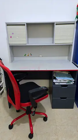 Modern Study Desk with Drawers and Chair