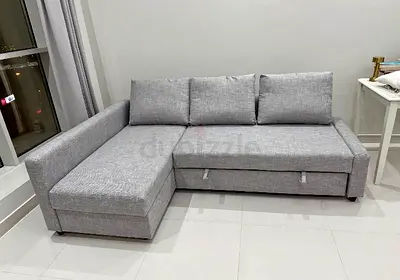 Stylish Grey L-Shaped Sofa with Storage