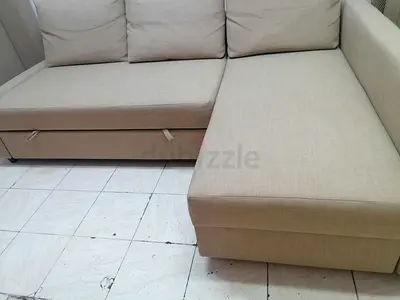 Comfortable Beige Sofa Bed with Storage