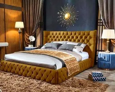 Elegant Velvet Bed with Modern Design