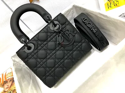 Dior Small Lady Dior My ABCDior Bag In Black Ultramatte Calfskin
