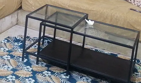 Stylish Nesting Table Set with Glass Top