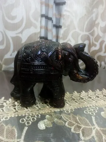 Intricate Handcrafted Wooden Elephant Statue