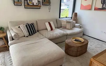 Swin feather 🪶 filled sofa with footstool