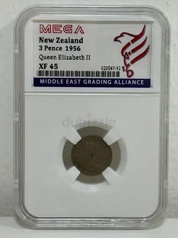 Newzealand 3 pence silver coin 1956 70 AED