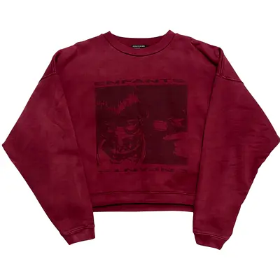 Enfants Riches Deprimes Stylish Burgundy Cropped Sweatshirt