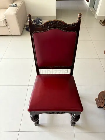 Set of 6 Antique French Dining Chairs Upholstered