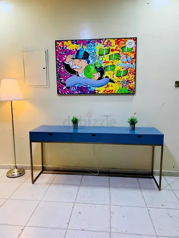 Stylish Blue Console Table with Drawers