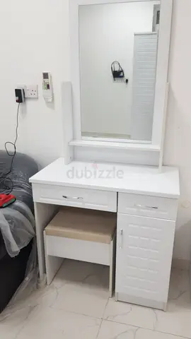 Stylish White Vanity Table with Mirror