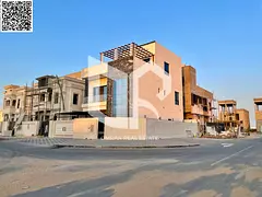 Own a corner villa with a modern design, ground floor, first floor, and roof, including registration