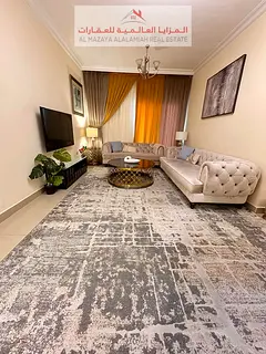 Two-bedroom apartment with a living room, fully furnished, in Al Taawun, near Sharjah Corniche, for