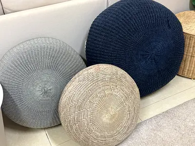 Cozy Round Knitted Poufs for Sale