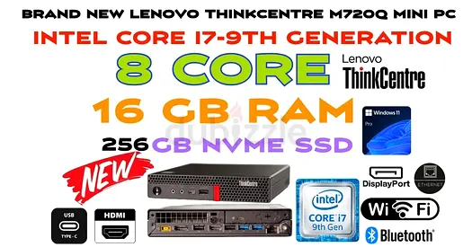 9TH GEN CORE i7-9700 BRAND NEW BOX PACK LENOVO THINKCENTER M720Q TINY PC-16GB RAM-256GB NVME SSD-WIN