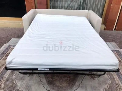 Ikea Hallarp beige sofa bed with mattress remove able covers