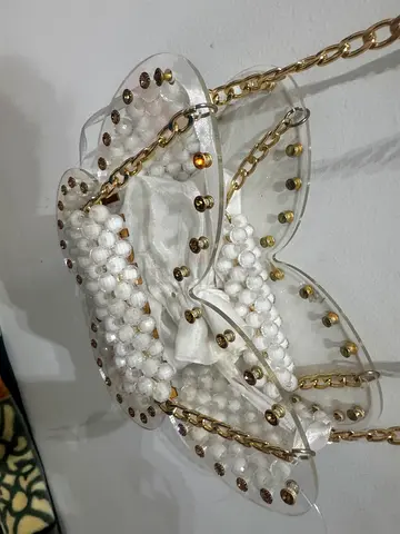 Stylish Clear Beaded Handbag