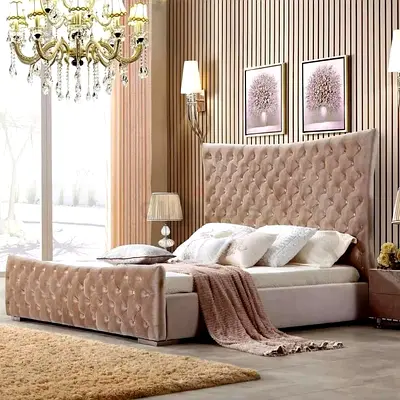 Elegant Upholstered Bed with Chic Headboard