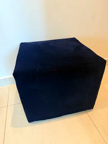 Navy blue pouf ottoman seat velvet